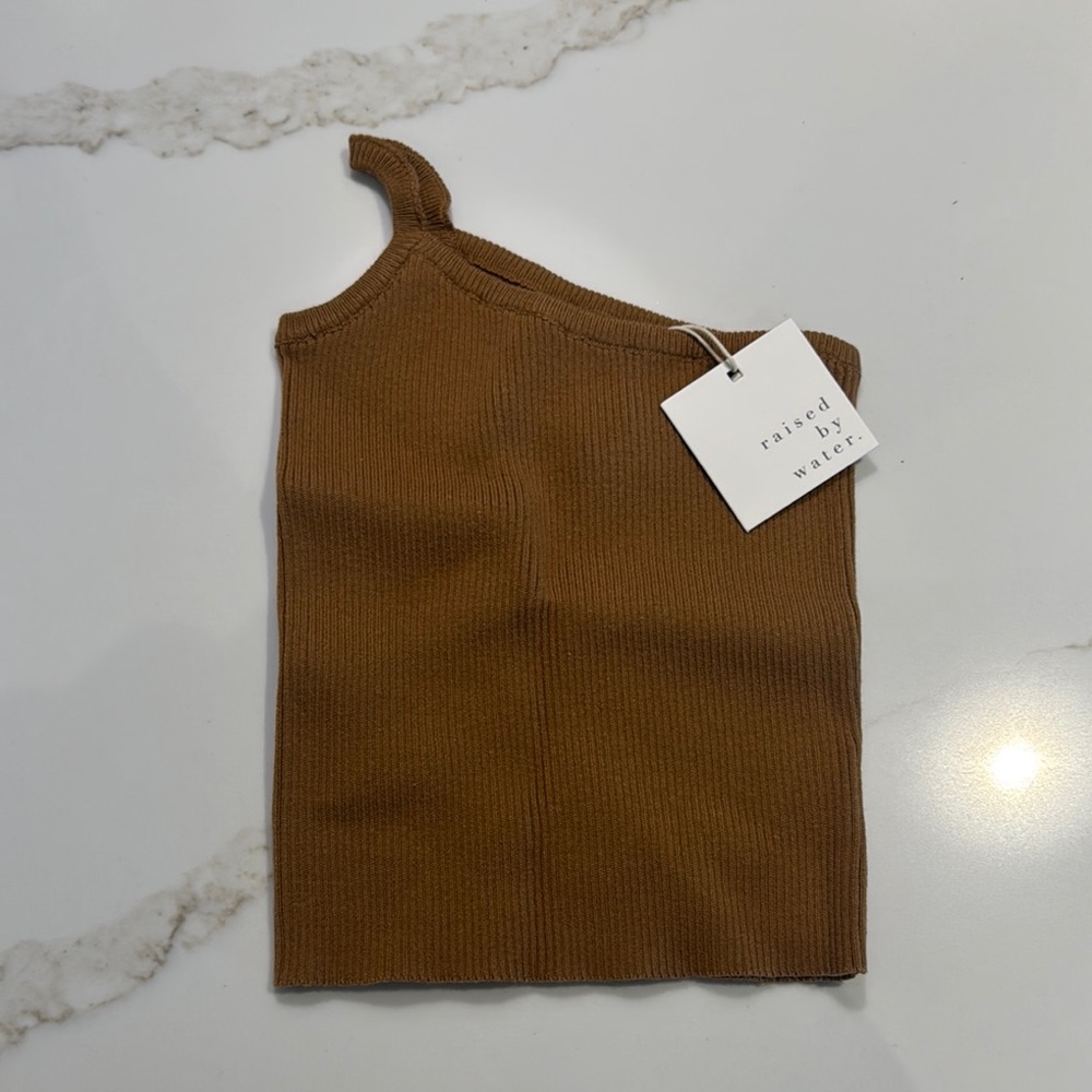 Raised by water Brown One-Shoulder Top